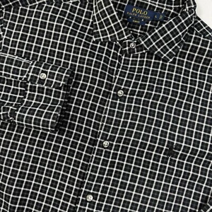 Polo Ralph Lauren camicia con bottoni uomo L slim fit nera a quadri classica - Foto 1 di 7