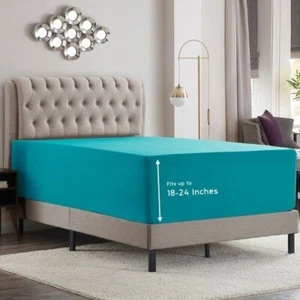 Extra Deep Pocket Fitted Sheet, Soft Microfiber 110 GSM Sheet with Corner Straps - Picture 1 of 37