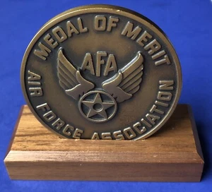 AFA AIR FORCE ASSOCIATION MEDAGLIA AL MERITO 1988 RICHARD MOFFATT CON SUPPORTO - Foto 1 di 3