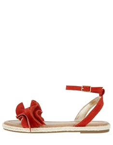 monsoon size 8 Red Suede ruffle Fia Frill Vamp Espadrille Sandal - Picture 1 of 7