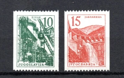 Yugoslavia 1958 old set Architecture/Technics stamps (Michel 839/40) nice MNH - Image 1 of 2