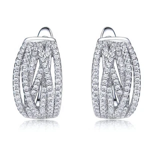 Pendientes colgantes y colgantes redondos de circonitas de 2,1 quilates de plata 925 blanca - Imagen 1 de 5