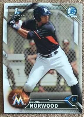 2016 Bowman Chrome Prospects John Norwood Miami Marlins #BCP27 - Image 1 of 2