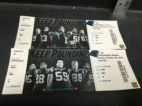 2 Carolina Panthers vs Philadelphia Eagles NFL Tickets October 2015 Cover