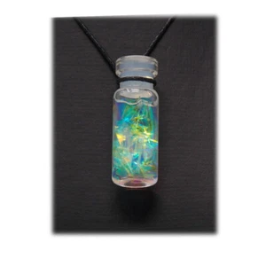 Perlmutt Anhänger Glanzfolie, Regenbogenfarben, Modeschmuck, Glasflasche AP8 - Bild 1 von 11