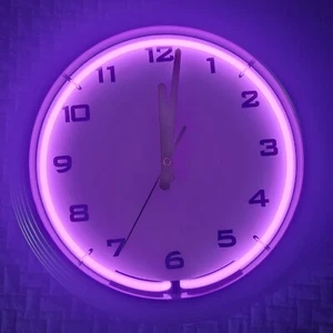 Neon Clock-Unique Neon Color-Includes AC Adapter-Quartz Movement-Battery Clock. - Picture 1 of 11