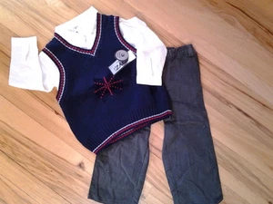 NWT 3 PC SHIRT - VEST - CORDUROY PANT SET Sz 3T BOYZ BY NANNETTE Orig $46 - Picture 1 of 3