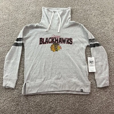 Suéter Chicago Blackhawks para mujer gris medio cuello capucha 47 deportes NHL hockey Foto 1 de 4