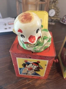 Vintage 50s Mattel Music Maker Toy Jack In Box 5" Jolly Tune Clown NOT WORKING G - Picture 1 of 4