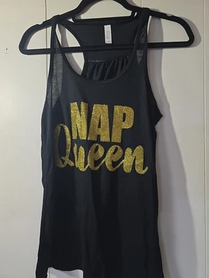Bella - Nap Queen Women's Glitter Tank Top Black - Size M - Image 1 of 4