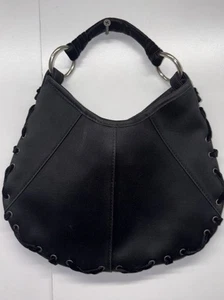 Yves Saint Laurent Rive Gauche Top Handle Handbag Black Satin Whipstitch Trim - Picture 1 of 10