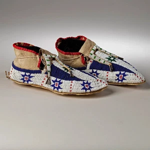 BLACK FOOT MOCCASINS WITH TIN CONES - Picture 1 of 6