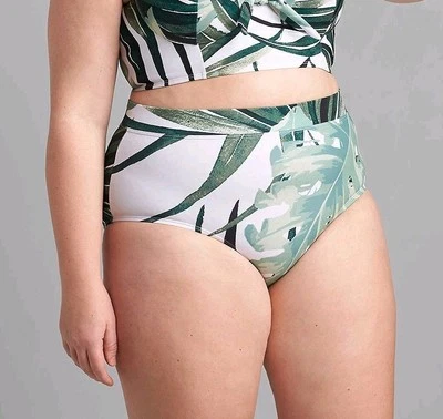 NUEVO SIN ETIQUETAS CALZONCILLO DE NATACIÓN LANE BRYANT CACIQUE GRAND PALMS CINTURA MEDIA TALLA 20 Foto 1 de 4