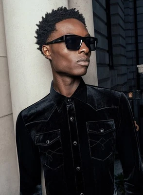 PHIX Black Velvet 70's Western Shirt Mens Sz PHIX 3XL/US 46 - Image 1 of 4