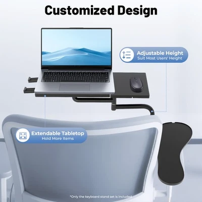 Laptophalterung Tastatur Laptophalter Edelstahl Stuhlklemm Mauspad + USB Lüfter - Bild 1 von 4