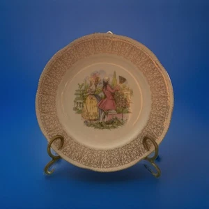 Vtg Homer Laughlin Gold Filigree Trim Man & Woman Courting Plate 9-1/4” “As Is” - Picture 1 of 3