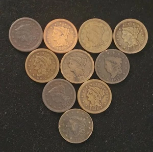 20 US Matron Head Large Cents • 10 VG-F + 10 AG-G (See Description) • Key Dates - Picture 1 of 24