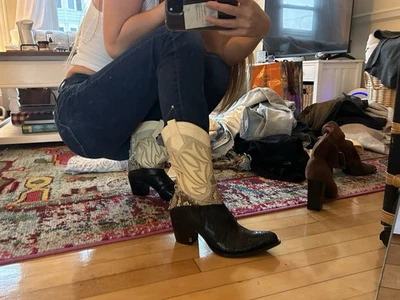 Botas de caubói femininas ocidentais couro italiano autêntico GIANNI BARBATO - Imagem 1 de 3