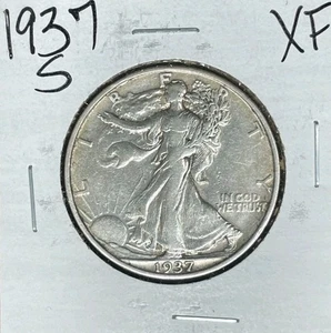 1937-S WALKING LIBERTY SILVER HALF DOLLAR ~XF ~NICE COIN~ - Picture 1 of 2