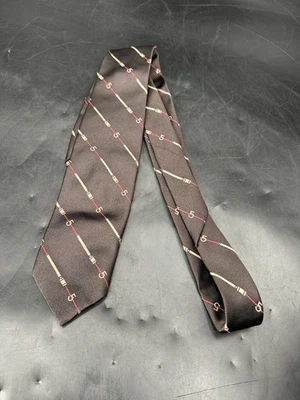 Corbata de cuello vintage Givenchy caballeros París logotipo seda/poliéster patrón marrón Foto 1 de 4