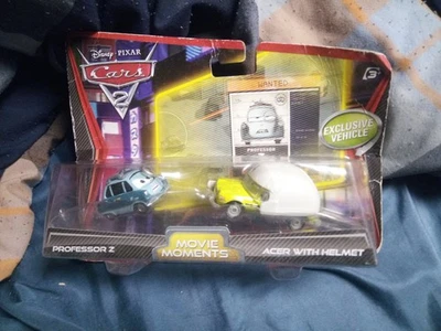 Disney Pixar Cars 2 Professor Z y Acer con casco paquete de 2 momentos de película Mattel Foto 1 de 2