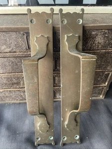 antique vintage old arts and crafts nouveau Door Handles Pulls 12” - Picture 1 of 8