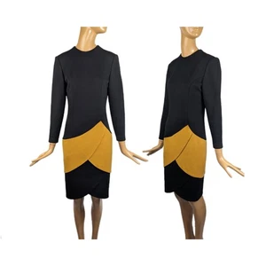 80s tailored Hanae Mori vintage color block dress - Picture 1 of 6