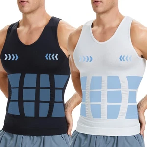 Camiseta sin mangas de compresión adelgazante control abdominal para hombre chaleco modelador de vientre ropa interior - Imagen 1 de 20