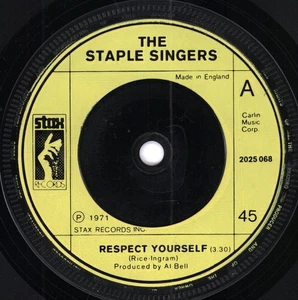 Staple Singers Respect Yourself 7" vinyl UK Stax 1971 green injection label - Picture 1 of 2