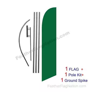 Solid Dark Green 15ft Feather Banner Swooper Flag Kit with pole+spike - Picture 1 of 1