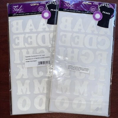 6 sets Iron On Letters 1.5 in White flocked Transfer Clothing 42 pcs 2 sheets - Image 1 of 4