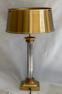 1970′ Lampe En Bronze Doré Et Nickelé Style Charles Non Signée - Photo 1/4