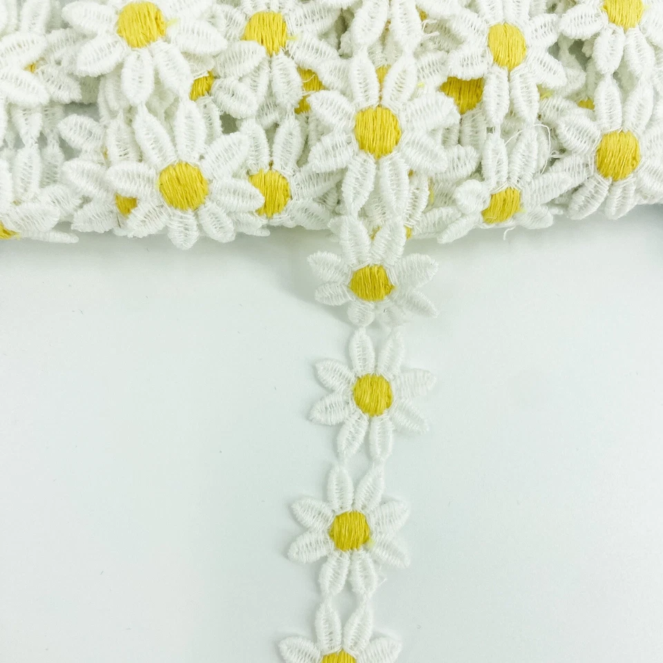 White and Yellow Daisy Flower Trim by the Yard - Image 1 of 1
