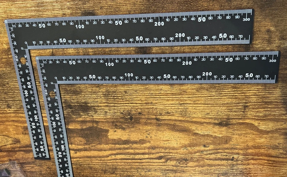 NEW ANGLE L-SQUARE WORKSHOP TOOL STANDARD AND METRIC MEASUREMENTS 12" SET OF 2 - Image 1 of 1