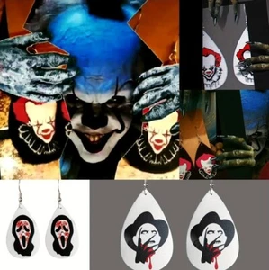 Halloween Horror Inspired Dangle Drop Hook Earrings Faux Leather, Enamel Or Wood - Picture 1 of 101