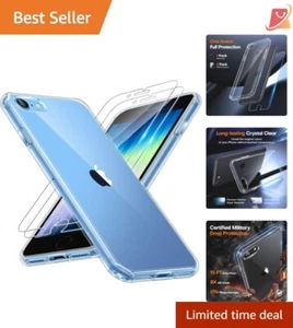 All-in-One iPhone SE/7/8 Case with 2X Screen Protectors - Shockproof & Clear - Picture 1 of 8