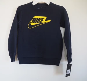 NIKE Spell Out Swoosh Pullover Navy Blue | Yellow Sweater Toddler Boys Sz 6 NWT - Picture 1 of 6