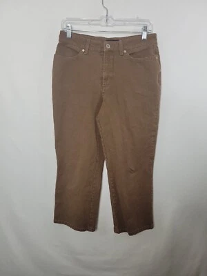 Pantalones capri de tiro medio recortados de mezclilla marrón básico Cambio para mujer talla 12 Foto 1 de 4