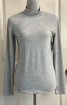 Modal Blend High Neck Top Mock M Gray Top Casual - Image 1 of 4