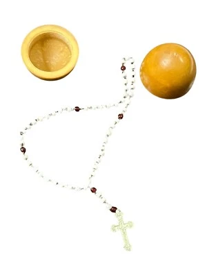 ANCIEN ŒUF CHAPELET EN PERLE CRUCIFIX JESUS SACRÉ CŒUR VIERGE MARIE FABERGE - Photo 1/4