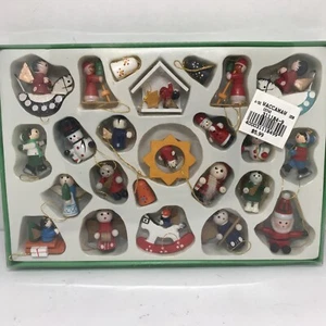 Santa’s World Kurt S. Adler Tiny Wooden Christmas Ornaments 24 pc hand crafted - Picture 1 of 3