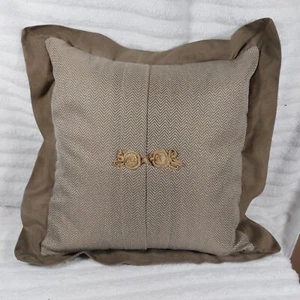 Waterford Bettwäsche Dekokissen 14"x 14" hellbraun taupe Korbgeflecht Zick Zack 3D-Design - Bild 1 von 8