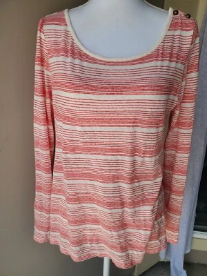Top Banana Republic mezcla de lino para mujer mediano blanco rojo rayas verticales Foto 1 de 4