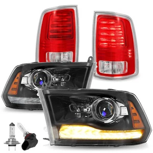 For 13-18 Dodge Ram1500 2500 3500 LED DRL Projector Black Headlights+Tail Lights - Bild 1 von 9