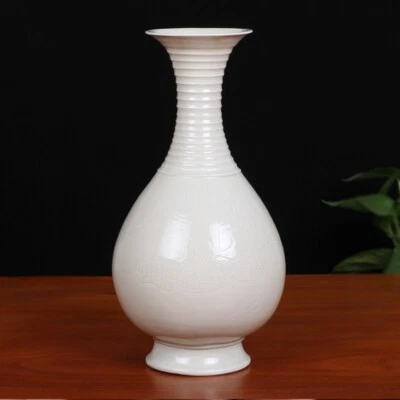 Jarrón tallado dragón esmaltado blanco Dingci porcelana exquisita China de 10"" Foto 1 de 4