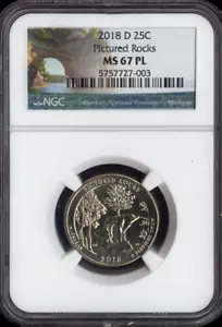 2018-D Pictured Rocks Quarter NGC MS67 PL Quality - Picture 1 of 2