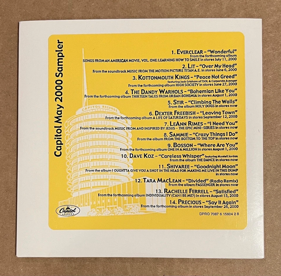 Capitol Records РЕДКИЙ промо CD [Kottonmouth Kings, Everclear, Lit, Dandy Warhols] - Изображение 1 из 1