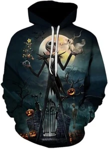 Jack Skellington Nightmare Before Christmas HOODIE All Over Print - Schwarz - Bild 1 von 7