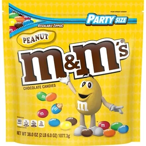 M&M'S PEANUT CHOCOLATE CANDY PARTY SIZE - 38oz - PACK OF 2 - Picture 1 of 1