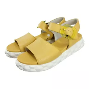 Sabrinas Spain Damenschuhe Sandale 7 gelb Leder breite Riemen Plateau NEU - Bild 1 von 10